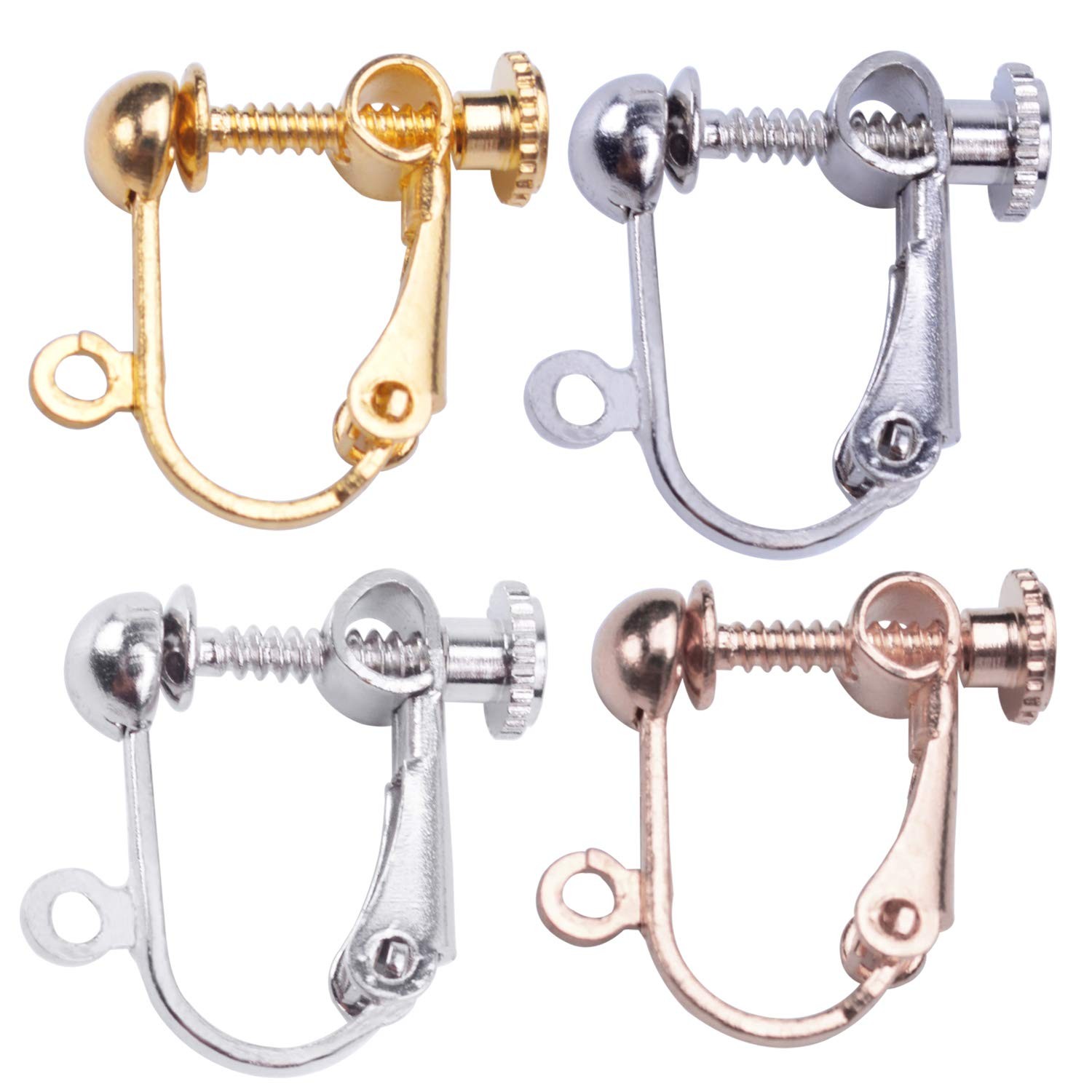 24 Pieces Clip-on Earring Findings Components Screw Back Ear Wire Non Pierced...