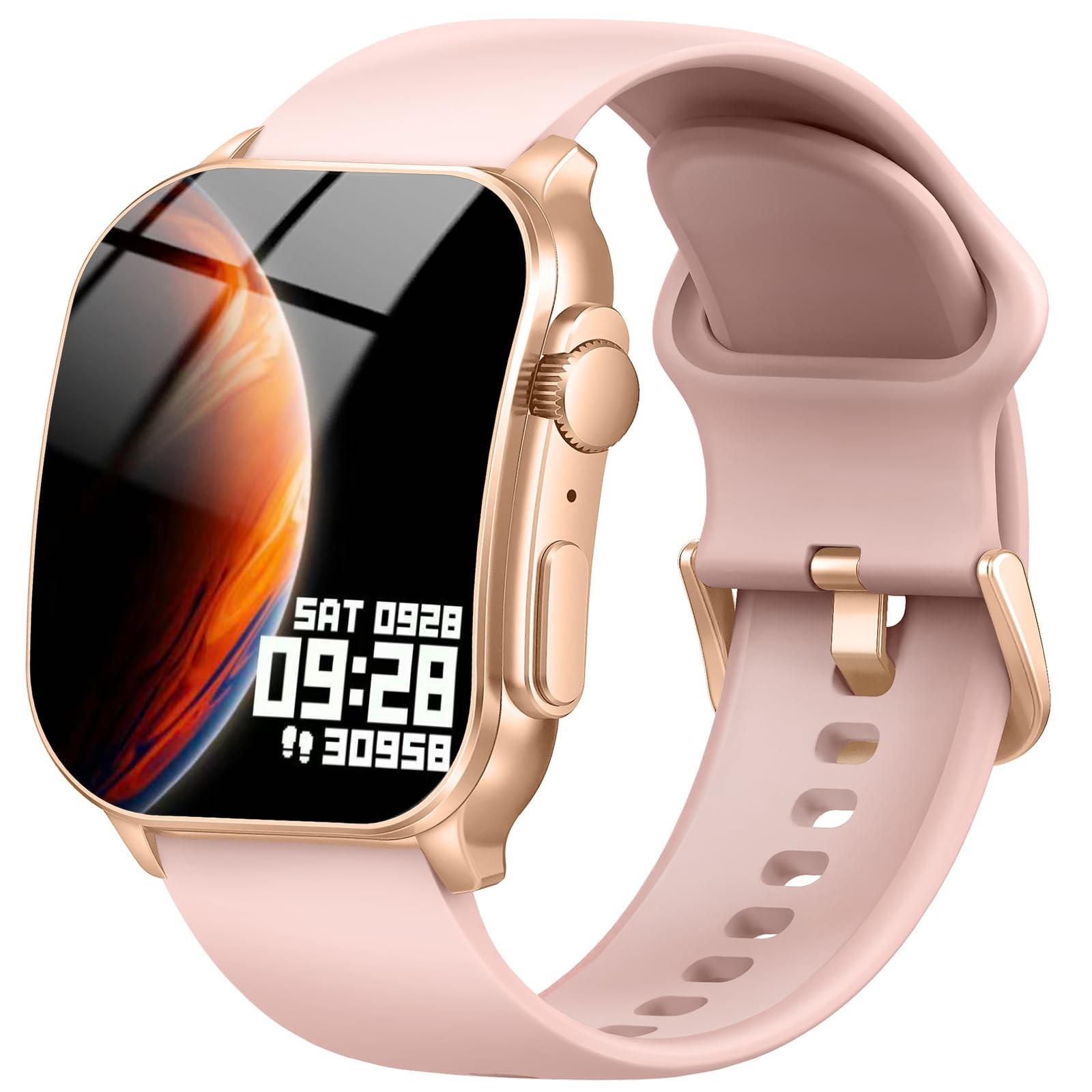 Smart Watch for Women, 2.01" AMOLED Curved Display Fitness Tracker M, Pink
