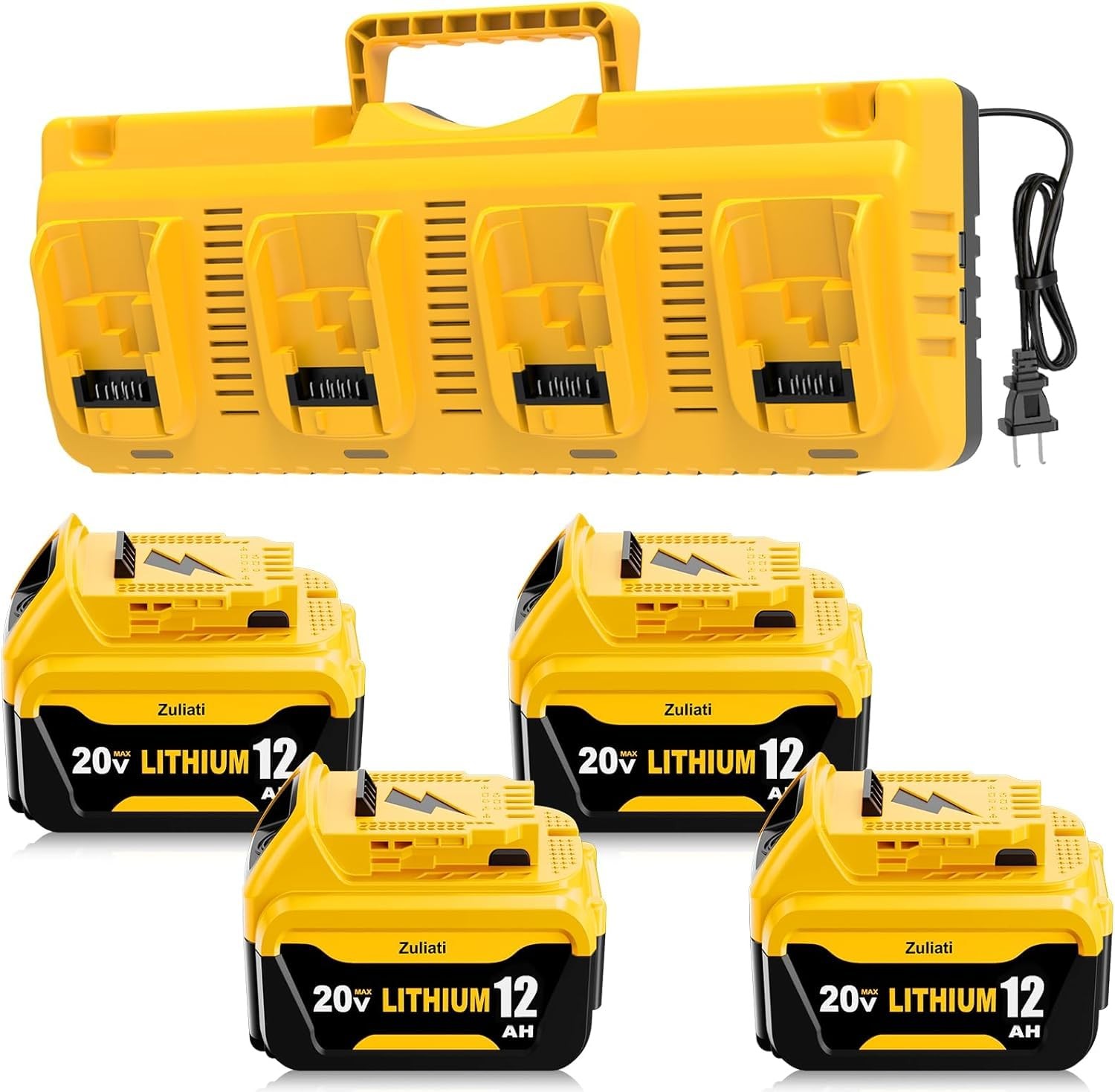 DeWalt 20V 12.0Ah Battery DCB206 Charger DCB104 Compatible Power Tools Led Volt