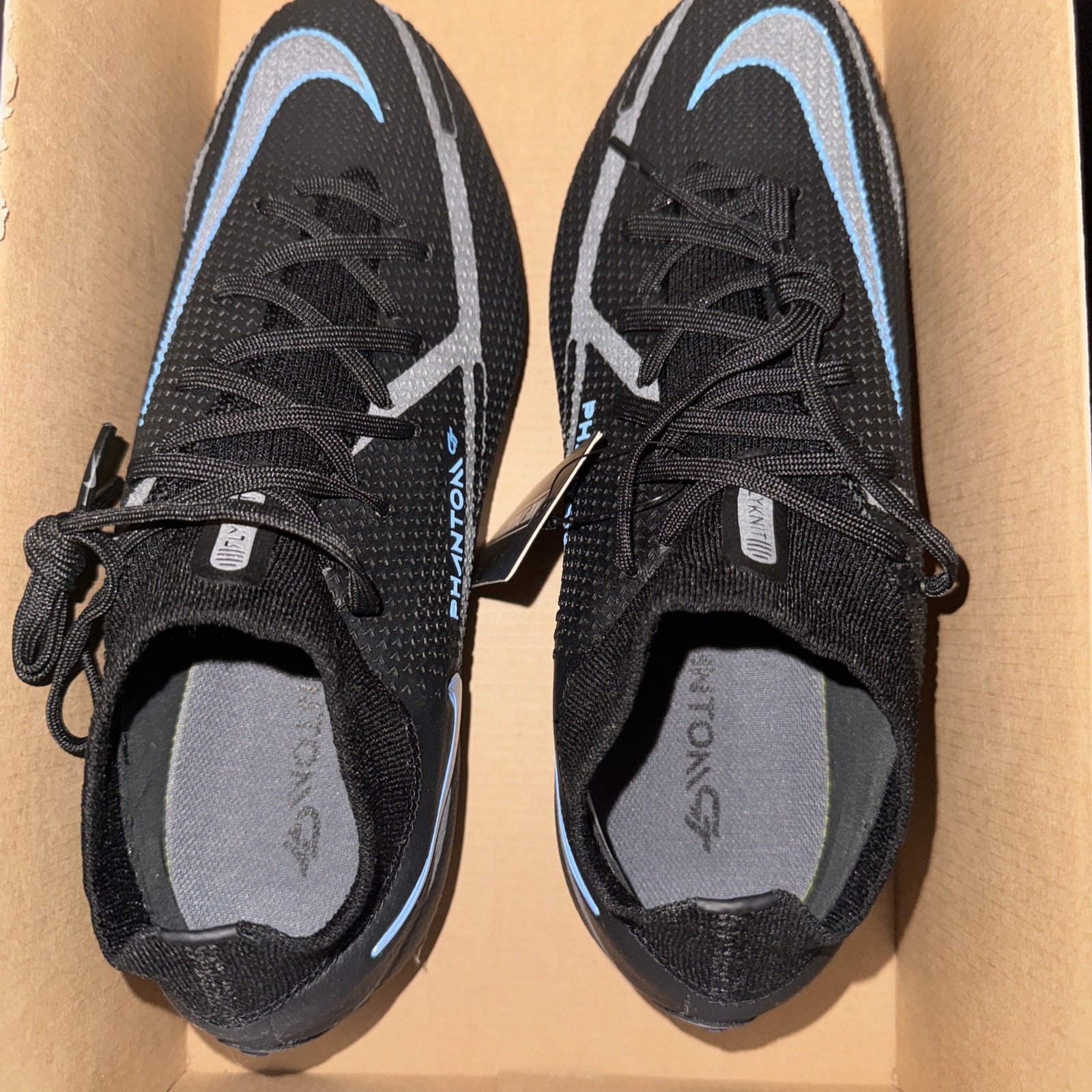 NIKE Phantom GT2 Elite FG DF Cleats CZ9889-004 Black/Blue (MEN'S 7.5) *NO LID*