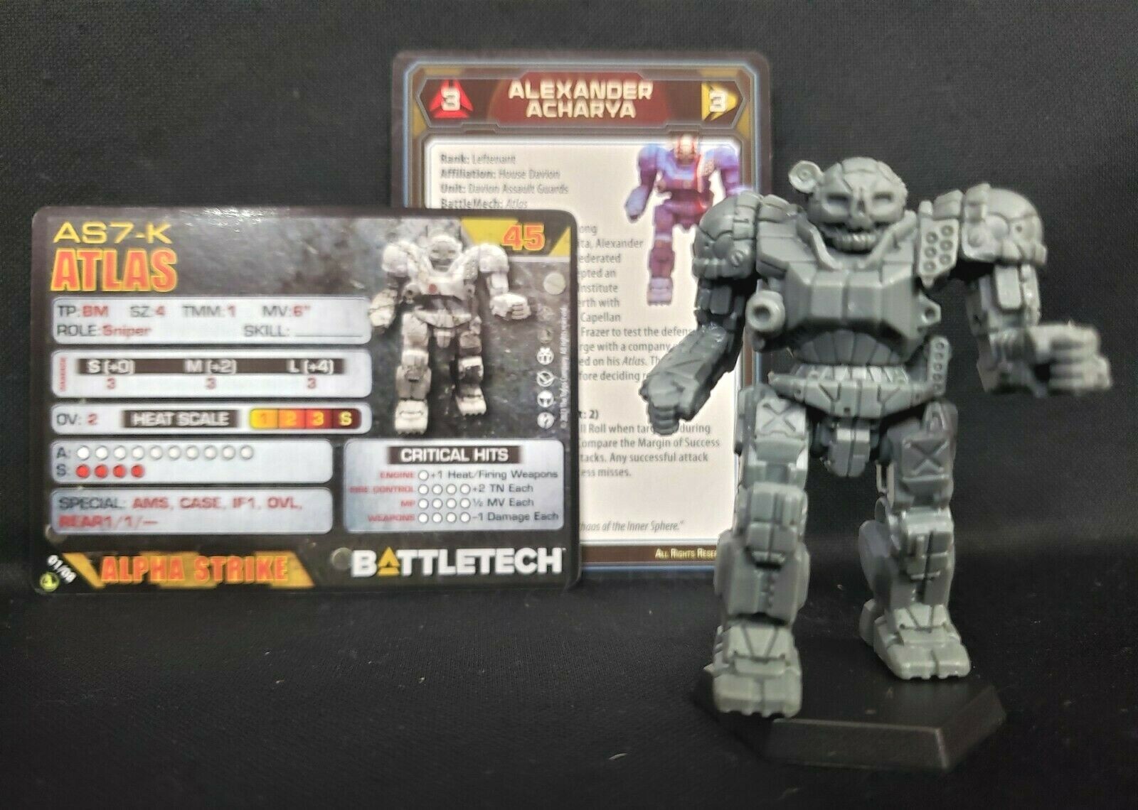 Battletech Atlas Mech, Pilot Cards Alpha Strike Catalyst Inner Direct Fire Lance