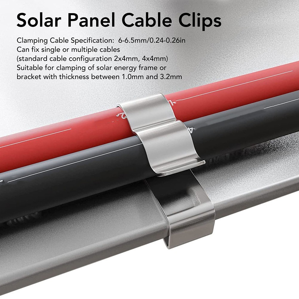 100pcs Stainless Steel Clips for Efficient Solar Panel Wiring Solutions