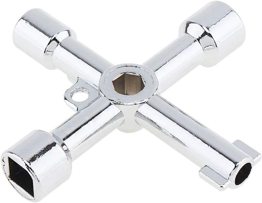 4-Way Multi-Functional Utilities Key Tool for Electric, Water, Gas Meter Boxes &
