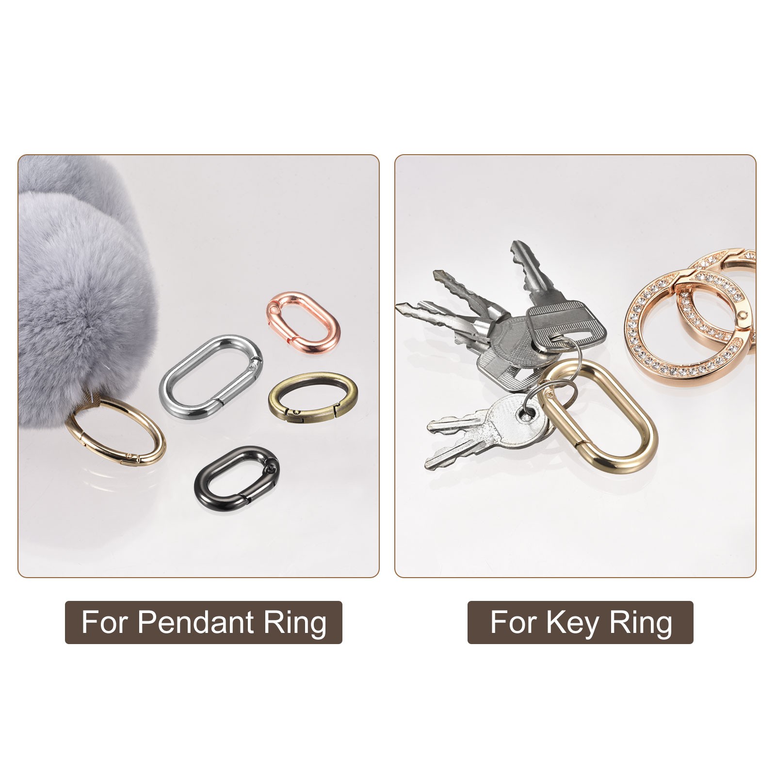 0.98" Spring Oval Ring Snap Clip Trigger for Bag Purse Keychain, 4Pcs Silver