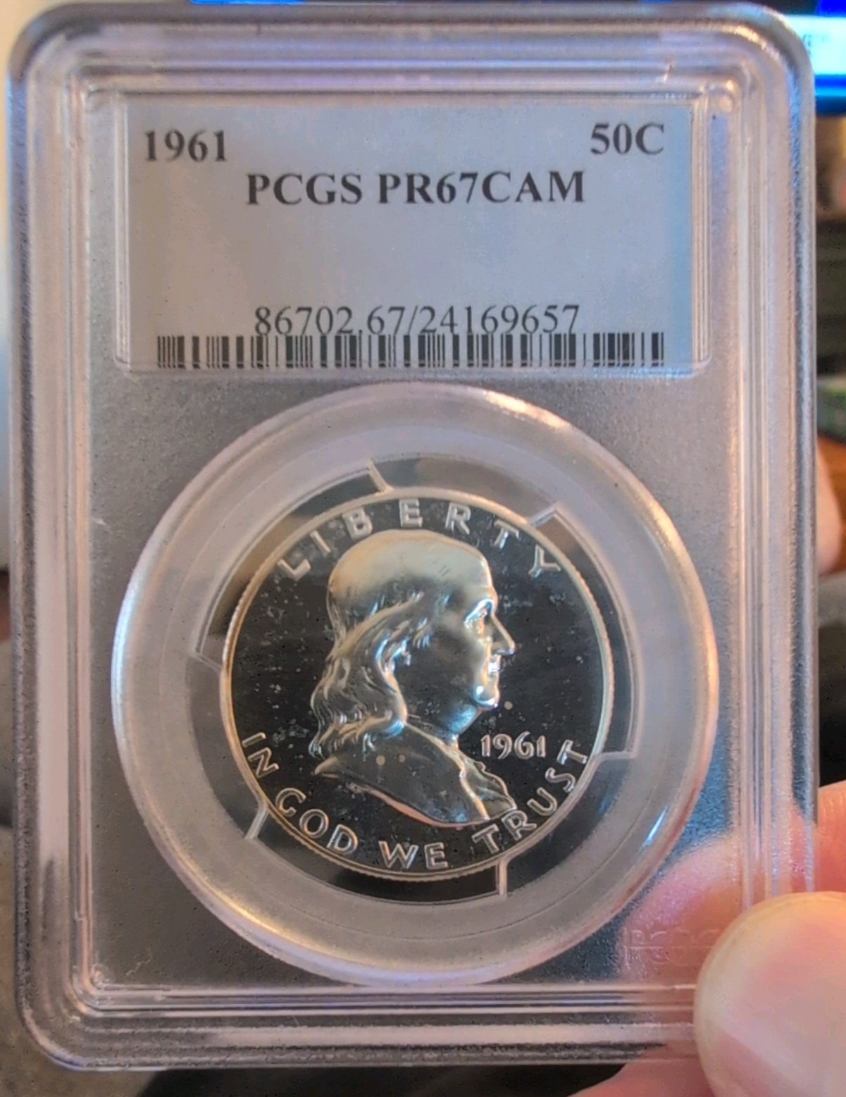 1961 PCGS PR67 CAM Silver Proof Franklin Half Dollar