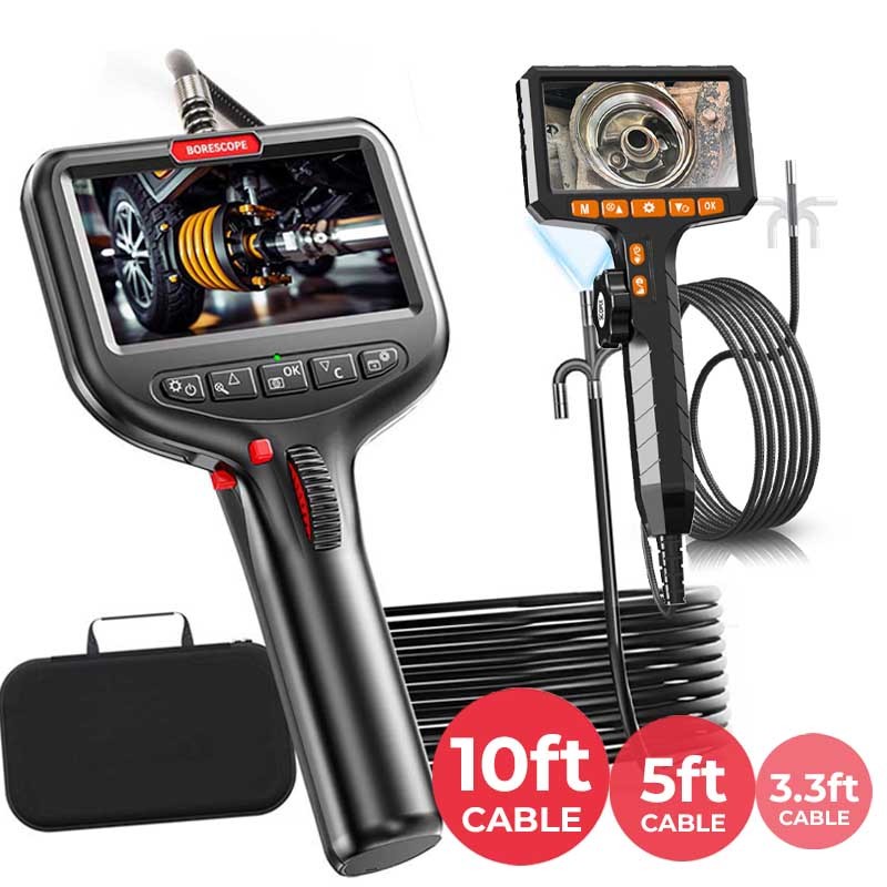 10ft/5ft 360° 2Way Articulating Borescope Endoscope Inspection Camera Semi Rigid