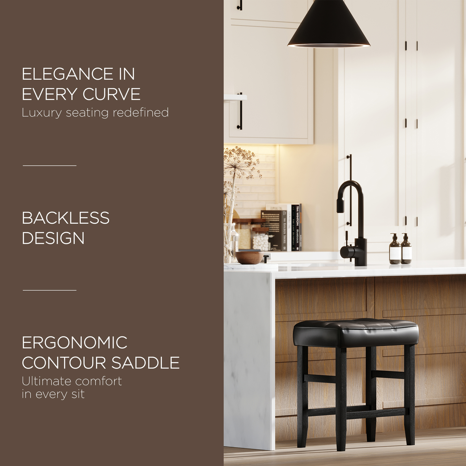 Carte: A La Carte Home Harper Counter Stool in Rustic Black Wood Finish Set of 2