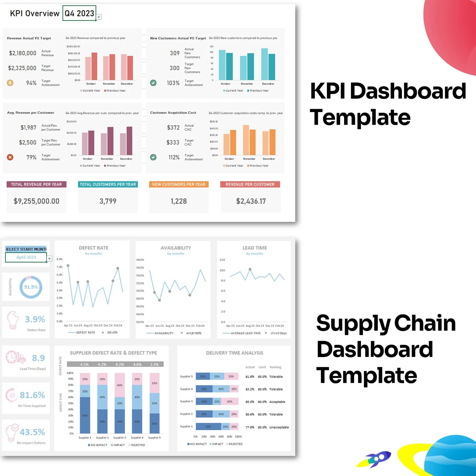 12 EXCEL KPI Data Dashboard | EXCEL Dashboard | Ready to use | Multipurpose use
