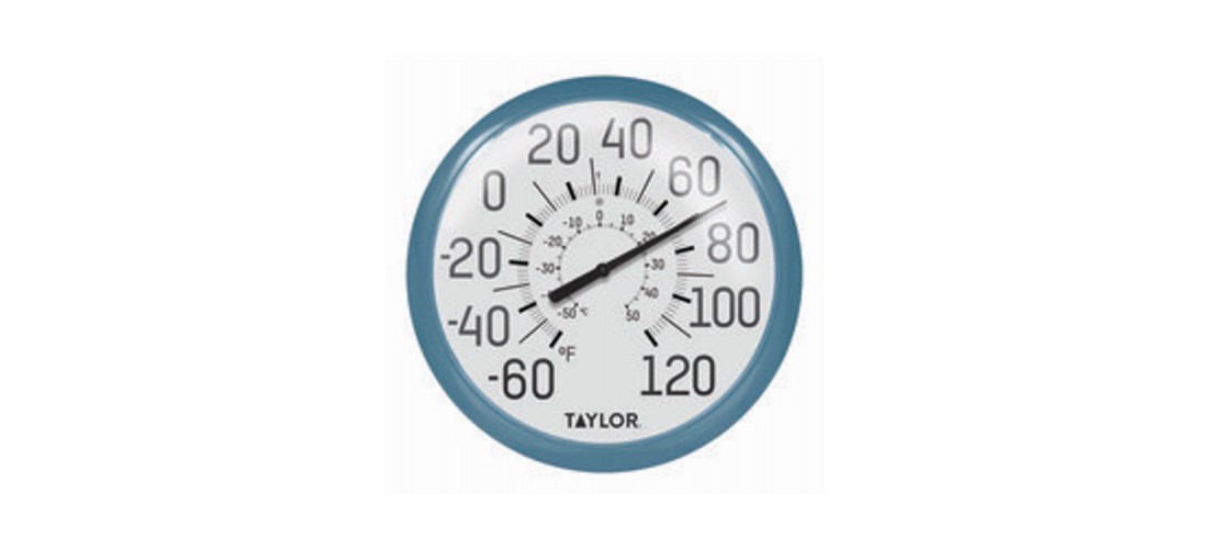 Dial Thermometer Big and Bold Bezel Plastic Teal 13.25" Teal