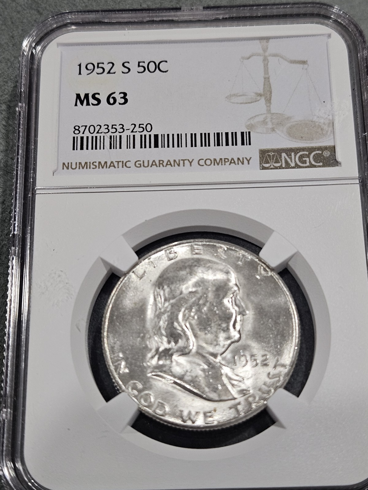 1952-S Franklin Half Dollar 50c NGC MS63