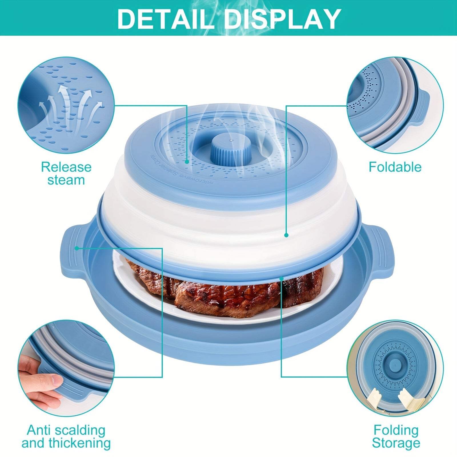Foldable Splash Guard Base Mat with Anti-Scalding Lid - Perfect Kitchen Microwav