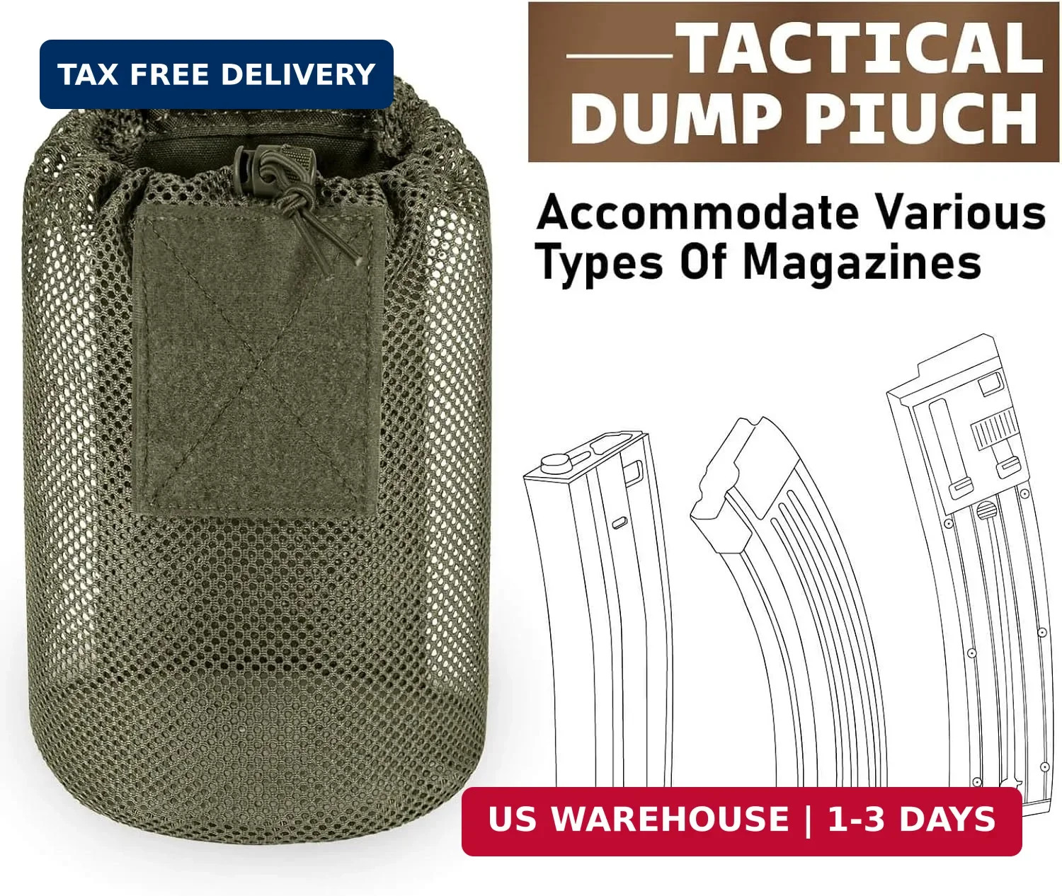 Dump Pouch Tactical Molle Mesh Pouches,Lightweight Range Compact Micro Drawstrin