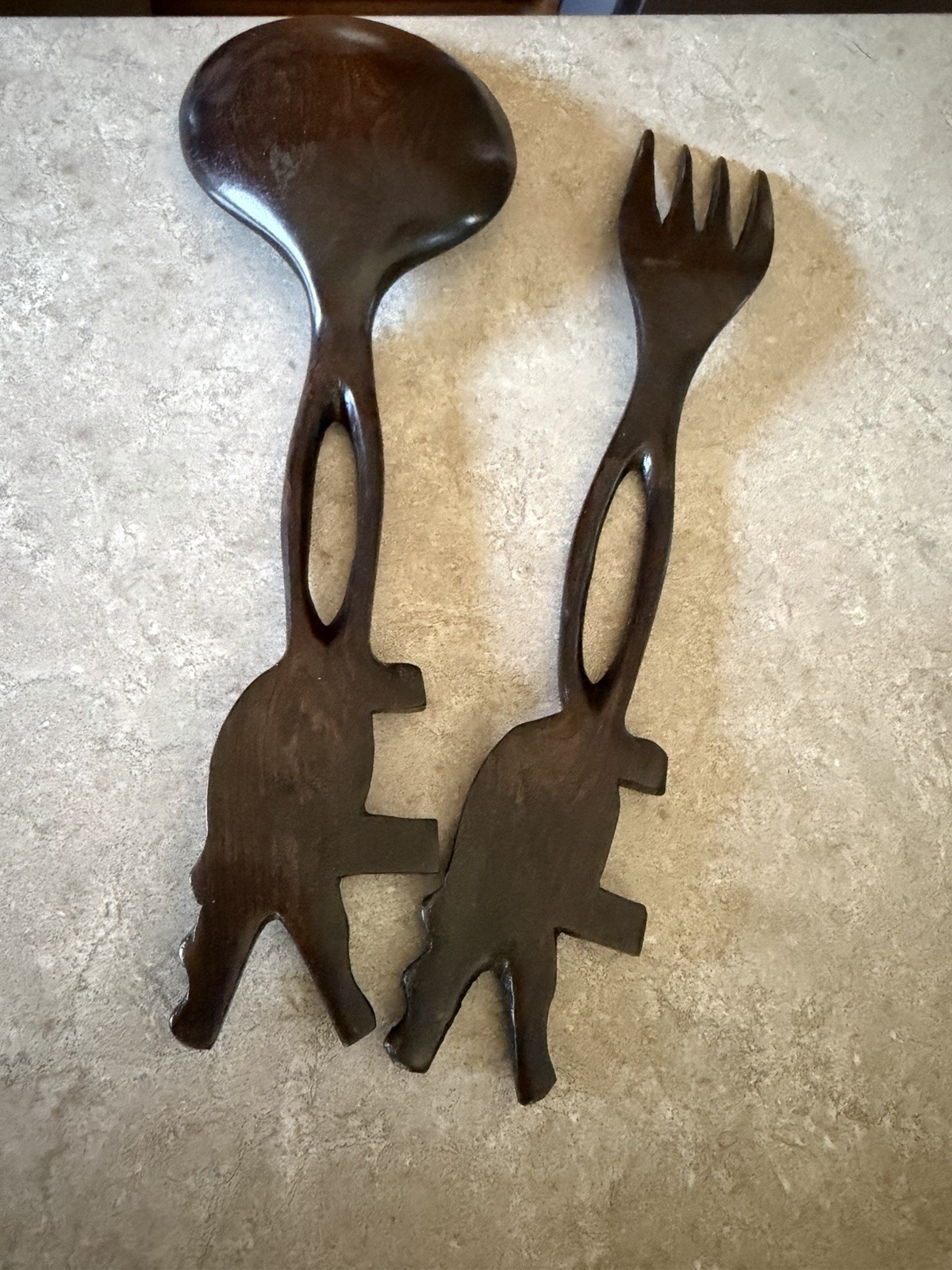 Vintage Wood Salad Servers VGUC