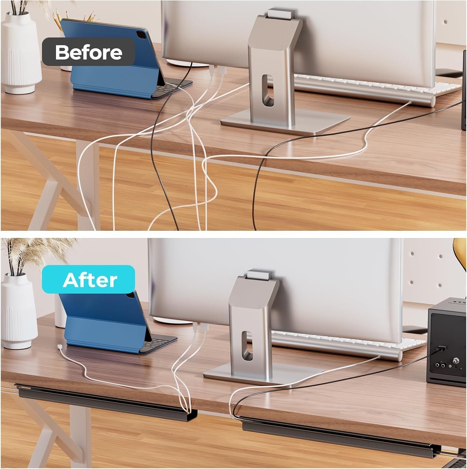 Adhesive Cable Management Solution - Safe for Kids & Pets, 2 Pack 15.7" x 2"