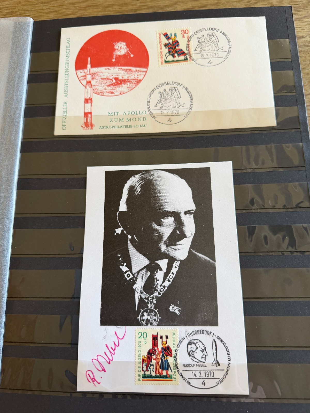 K-B5) Federal Astrophilately Show Düsseldorf 1970 with Autograph Card Rudolf Nebel