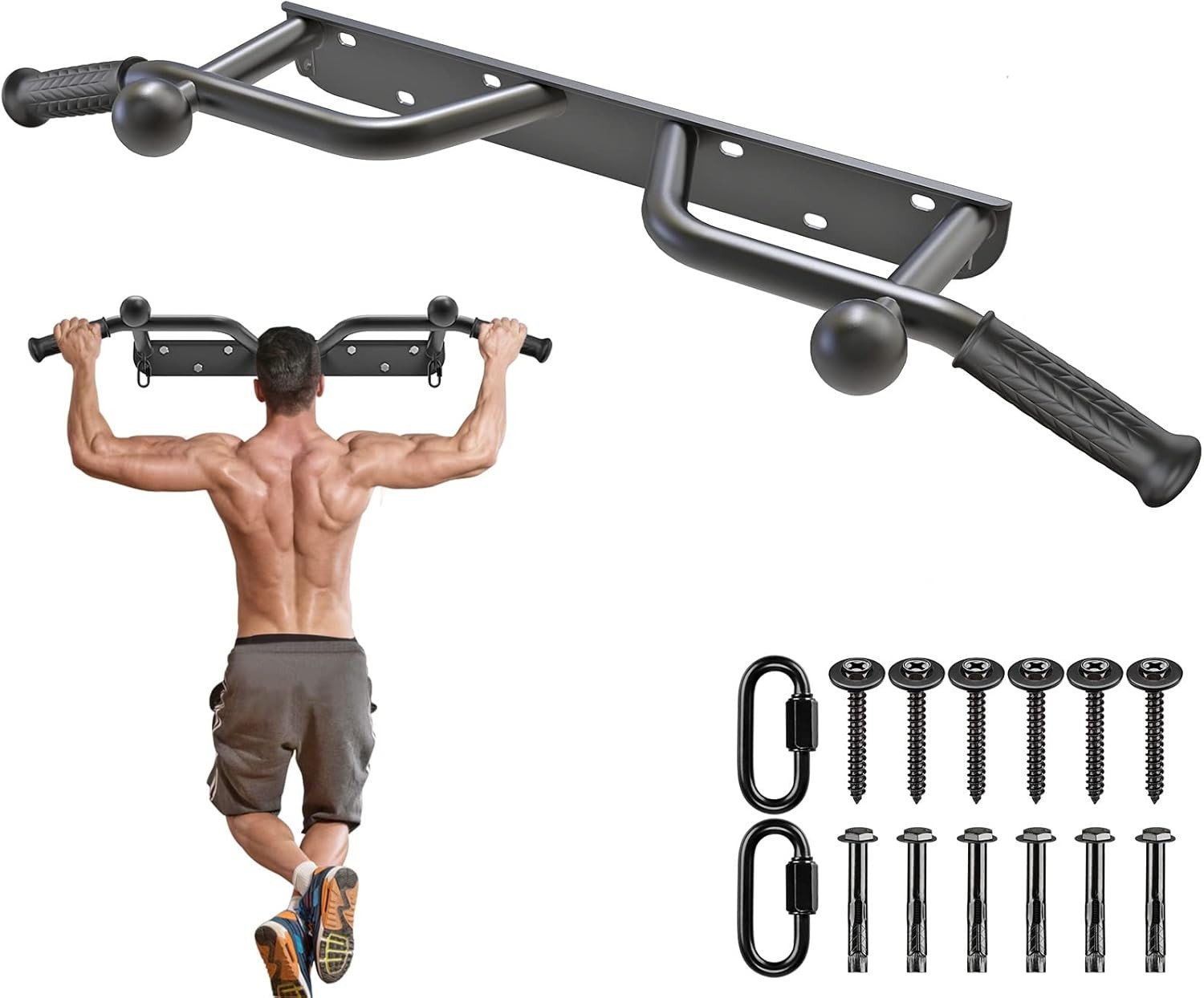 Kipika Heavy Duty Wall Mounted Doorway Pull up Bar, Multifunctional Chin up Bar,