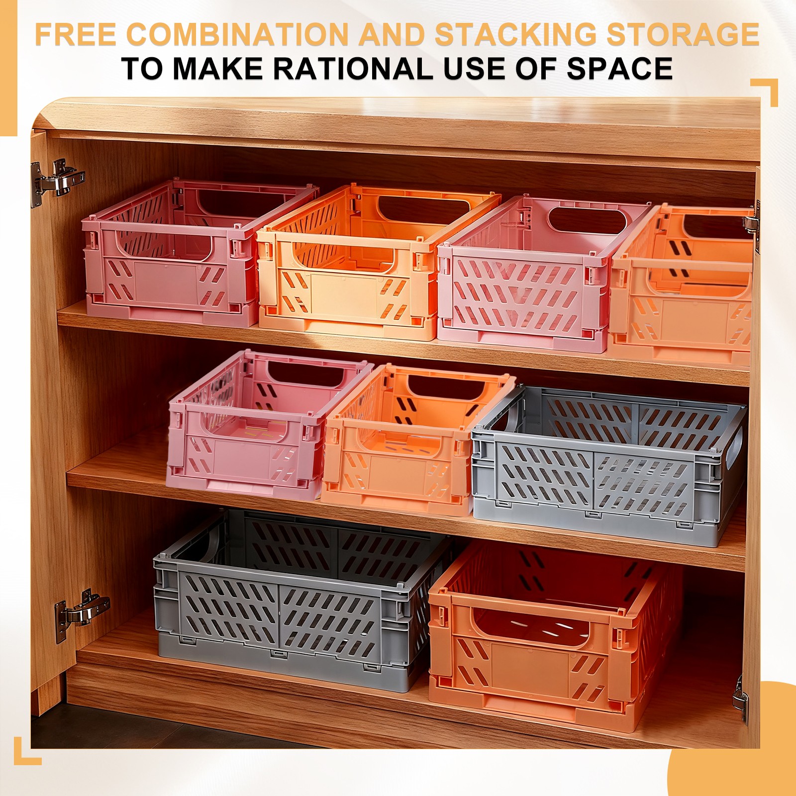 2Pcs Plastic Storage Baskets Stackable Bins 6 x 3.9 x 2.4" Light Blue