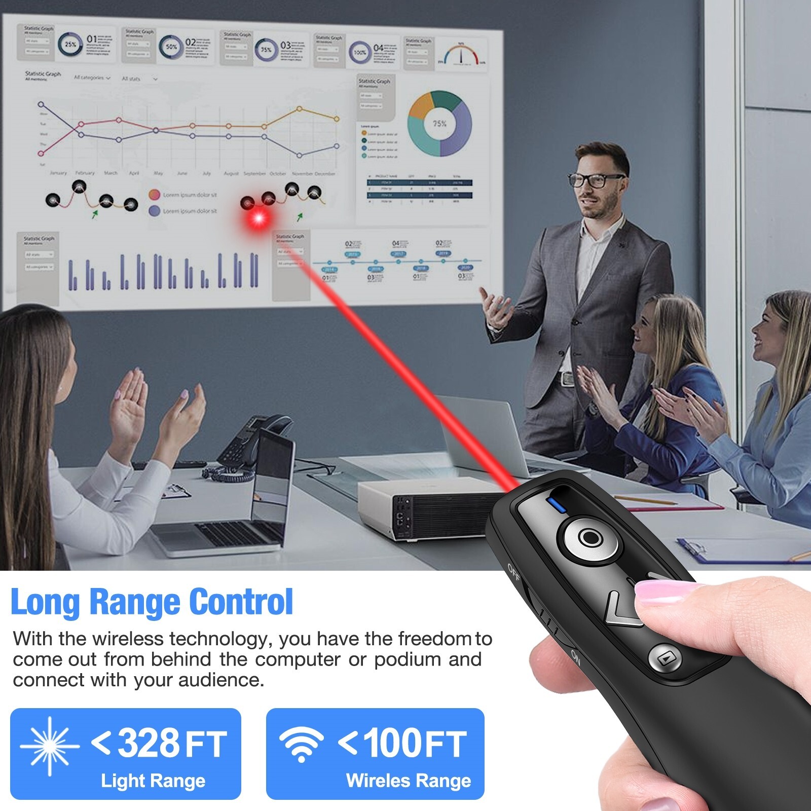 For PC Power point Presentation Remote Wireless Presenter Laser Pointer Clicker