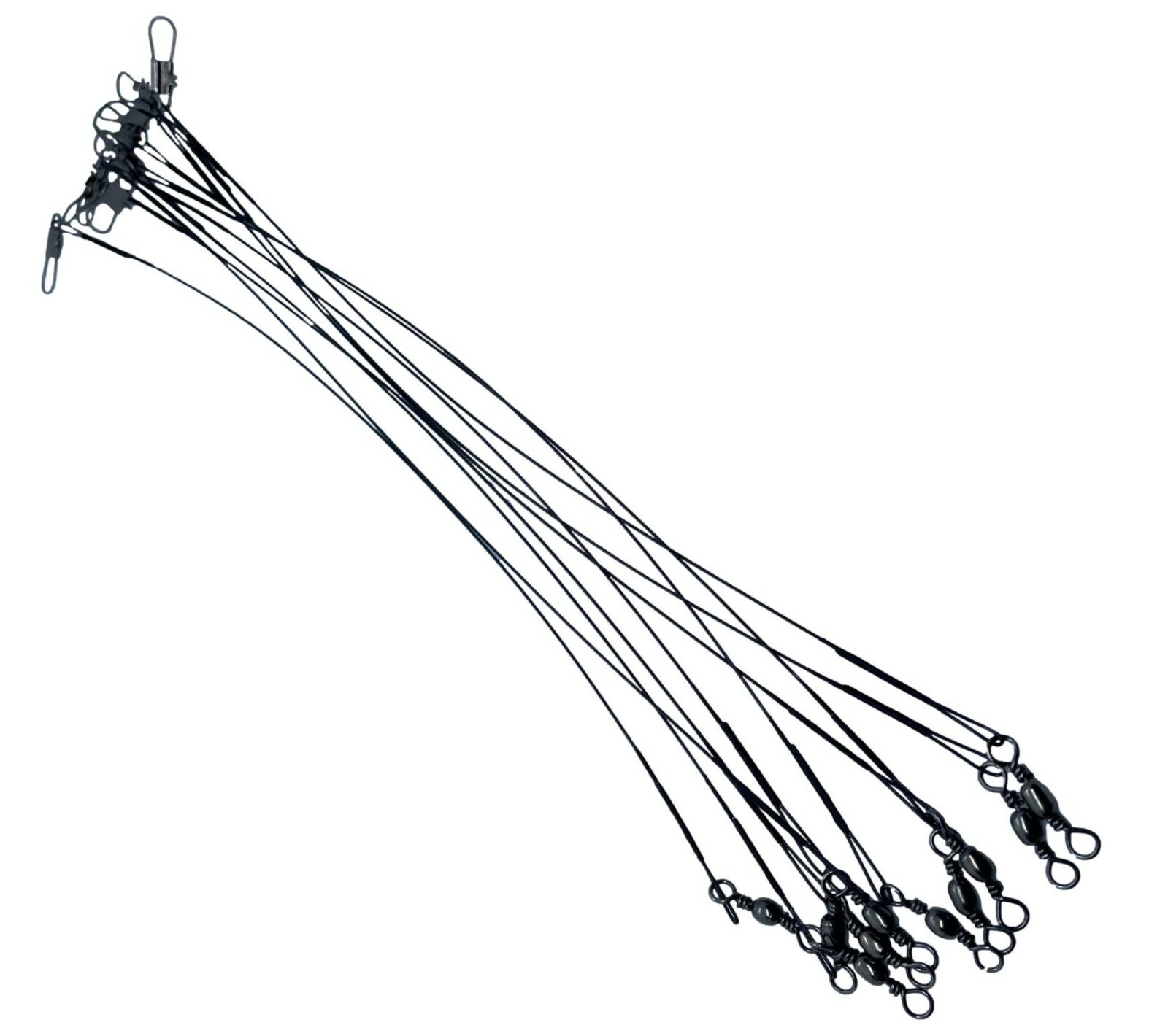 10 x Pike / Zander / Sea Fishing Wire Traces - Barrel Swivel -Snaplink - 20cm