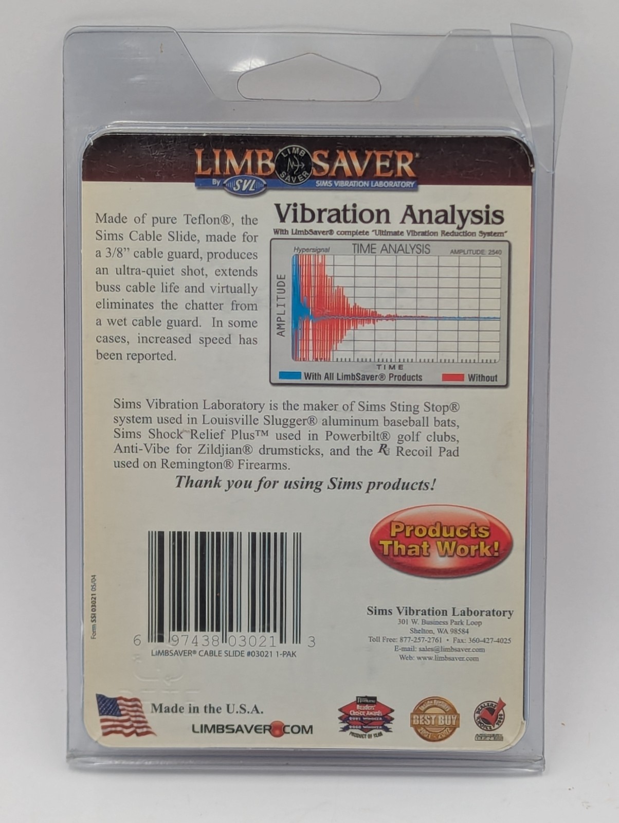 Limbsaver Teflon Cable Slide 3021 Bow Cable Guard, White, Universal, New