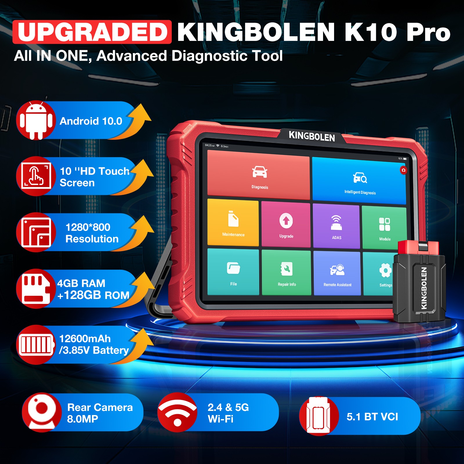 2026 Kingbolen K10 PRO Bluetooth 2 Coding Full System Diagnostic Scanner Tool