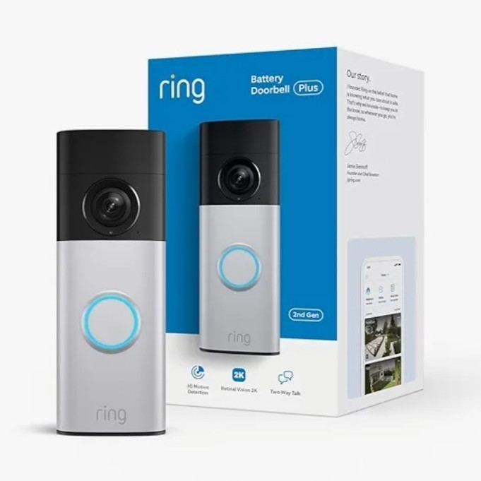 Ring Battery Doorbell Plus Wi-Fi Alexa Motion Activated Silver/Black