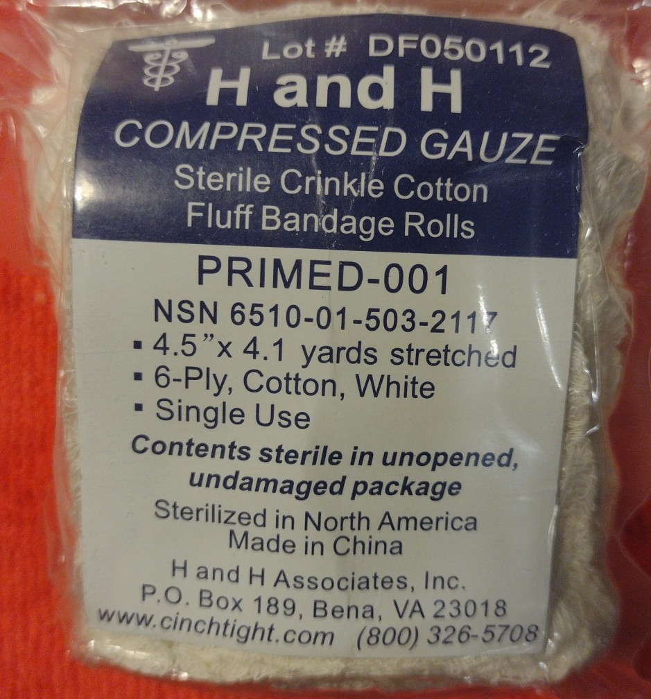 IFAK JFAK COMBAT MEDIC EMS EMT RESCUE Lot of 2 H&H COMPRESSED GAUZE primed-001