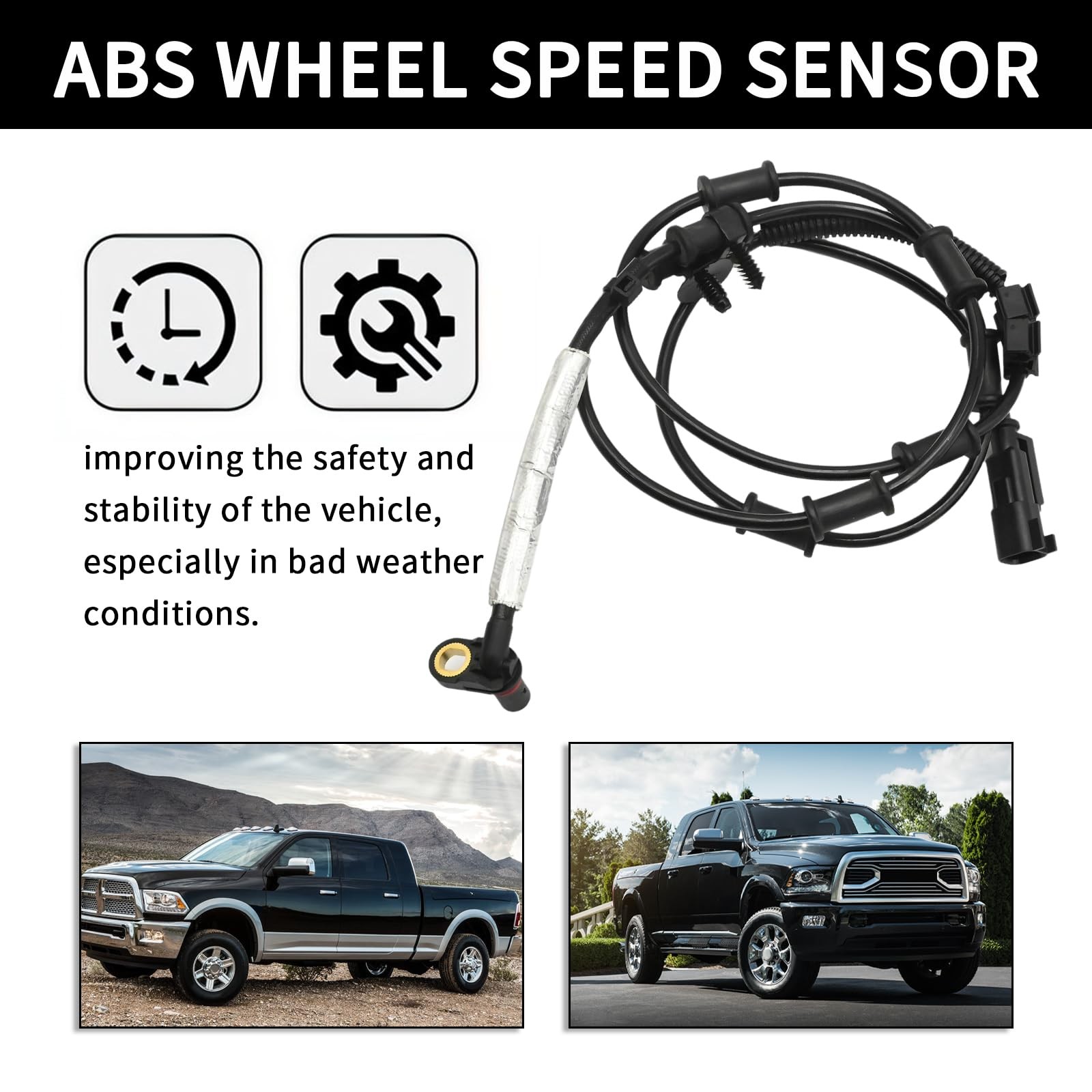 Front ABS Wheel Speed Sensor 2 PCS for Ram 2500 L6 6.7L 2014-2018 ALS3028