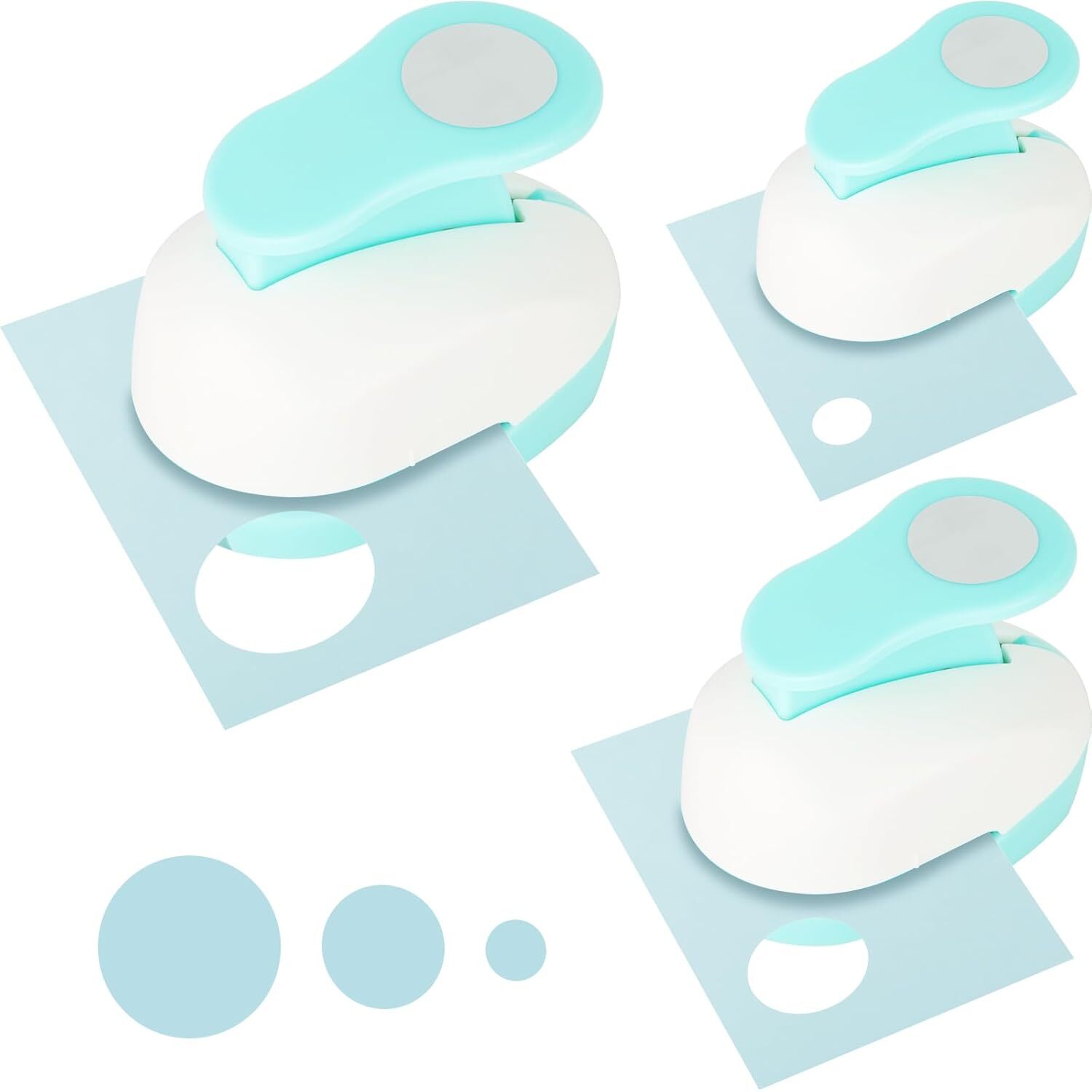 LOVEINUSA 3PCS Paper Hole Punches, Lever Punch Shapes Craft Blue