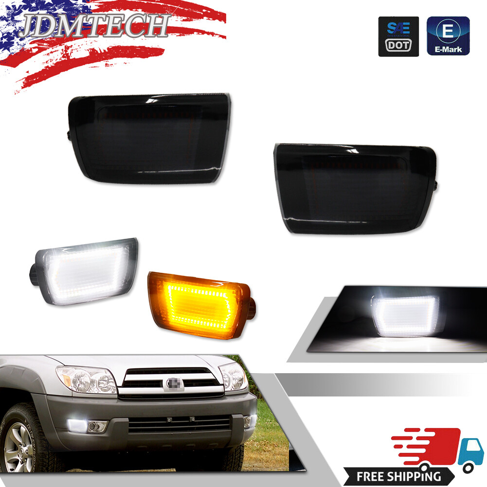 Smoked Switchback LED Front Bumper Turn Signal Lights For 2003-05 Toyota 4Runner