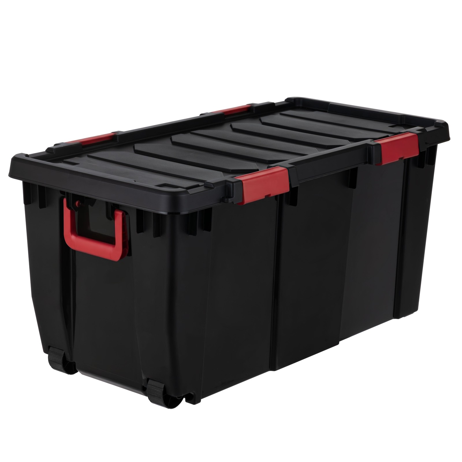 IRIS USA 32 Gallon Heavy Duty Rolling Storage Bins with Lids, Black, 2 Pack