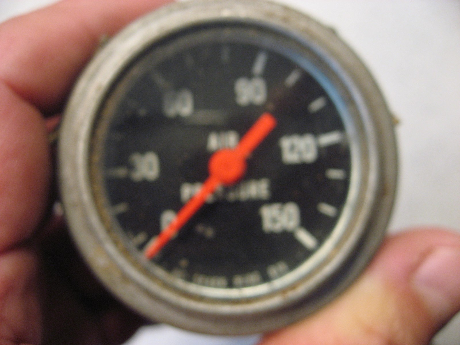 Vintage AC Spark Plug Air Pressure Gauge 0-150 PSI with Bracket