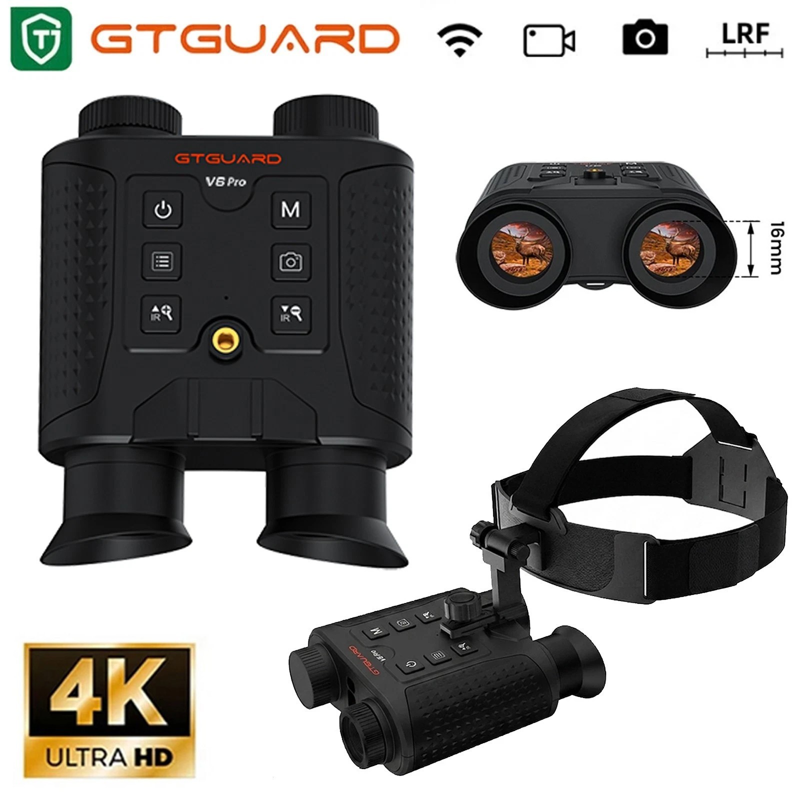 4K Digital Night Vision Goggles Hands Free Infrared Binoculars Hunting w/LRF New