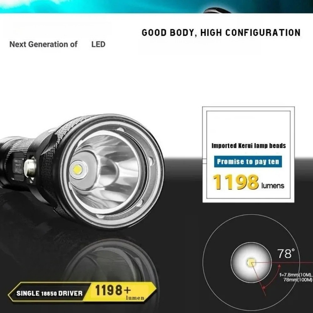 Professional LED Scuba Diving Flashlight Underwater Waterproof Dive Light Torch