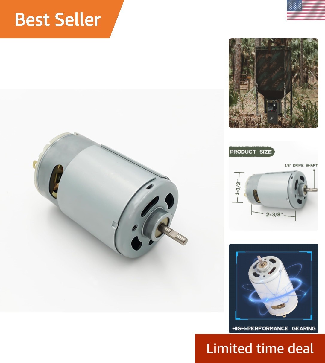 Versatile 6V Metal Motor for Hunting Spinner Feeders - Lightweight & Reliable