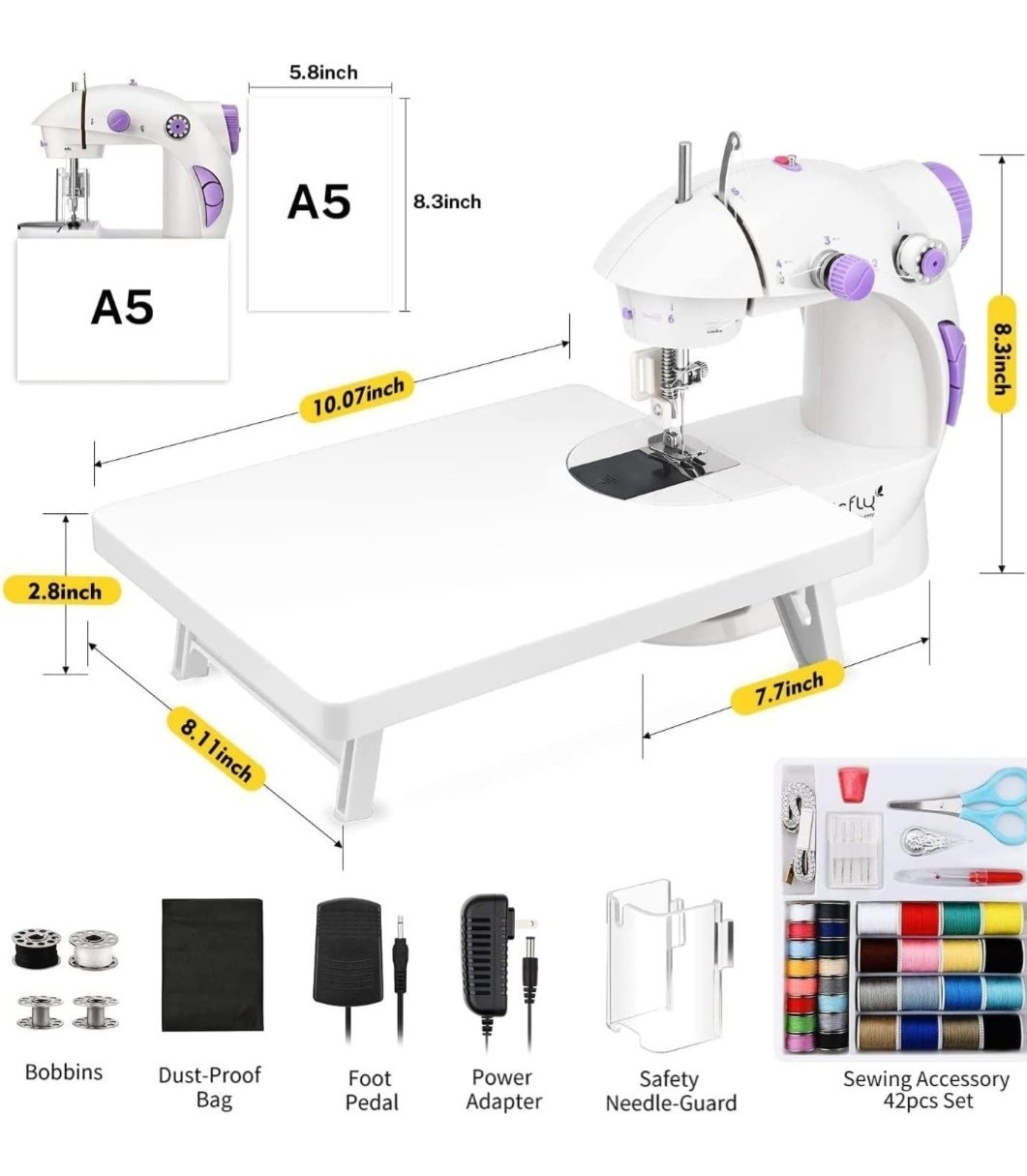 Magicfly Mini Sewing Machine with Extension Table, Dual Speed Portable Sewing...