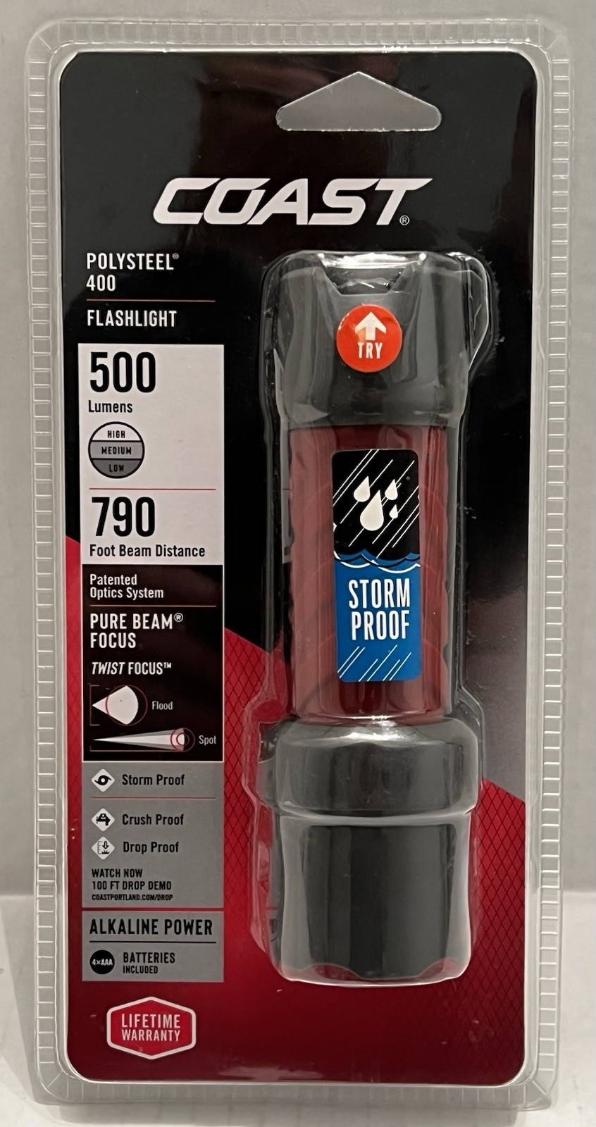 Coast - 20914 - Polysteel 400 - 500 Lumens Flashlight New