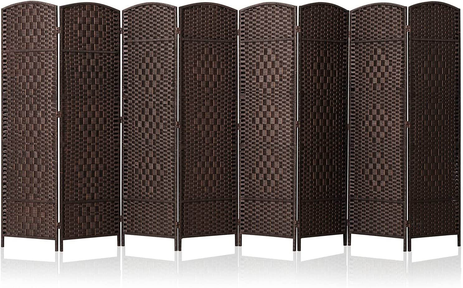 JOSTYLE 8-Panel Room Divider 6ft Folding Privacy Screens w/Diamond Double-Weave