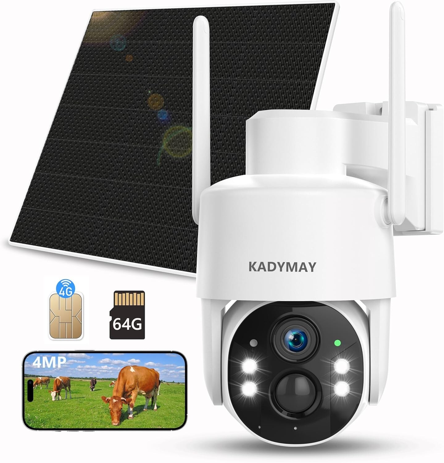 4G LTE Cellular Solar Security Cameras Wireless Outdoor, No WiFi Security Cam...
