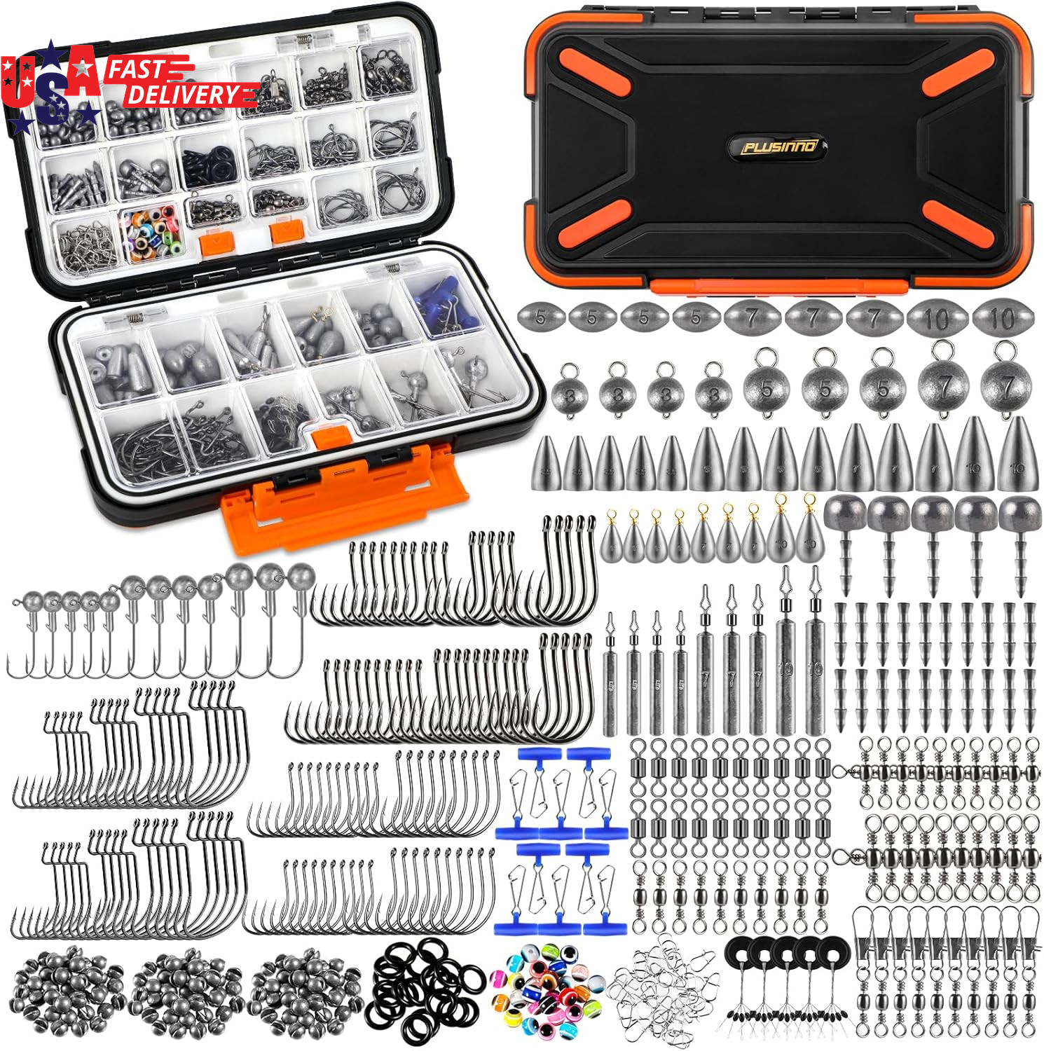 264/397Pcs Fishing Accessories Kit, Organized Fishing Tackle Box with Tackle Inc