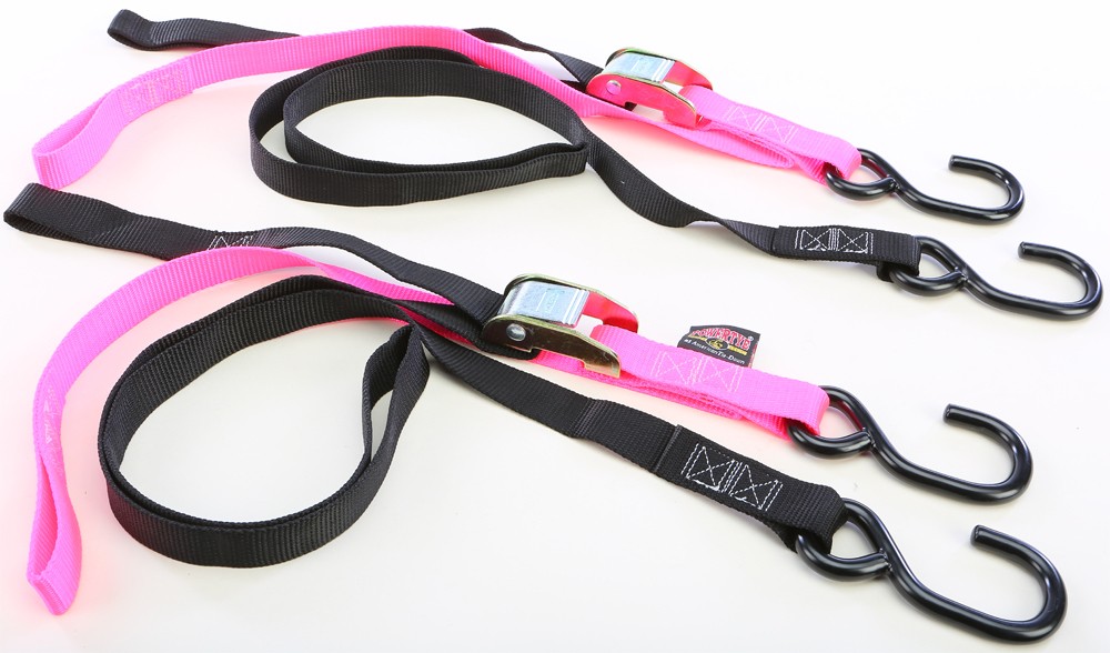 POWERTYE TIE-DOWN CAM S-HOOK SOFT-TYE 1"X6' BLACK/PINK PAIR