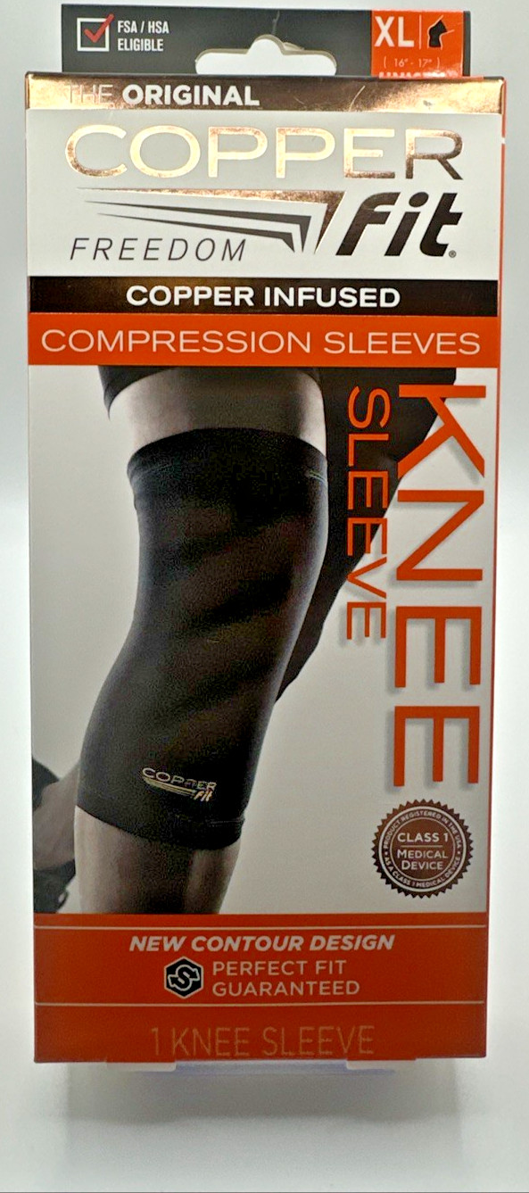 Copper Fit Freedom Copper Infused Compression Knee Sleeve - Size XL - Black