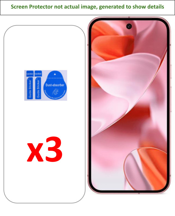 3x Google Pixel 9/9 Pro Screen Protector w/ cloth and installation stickers