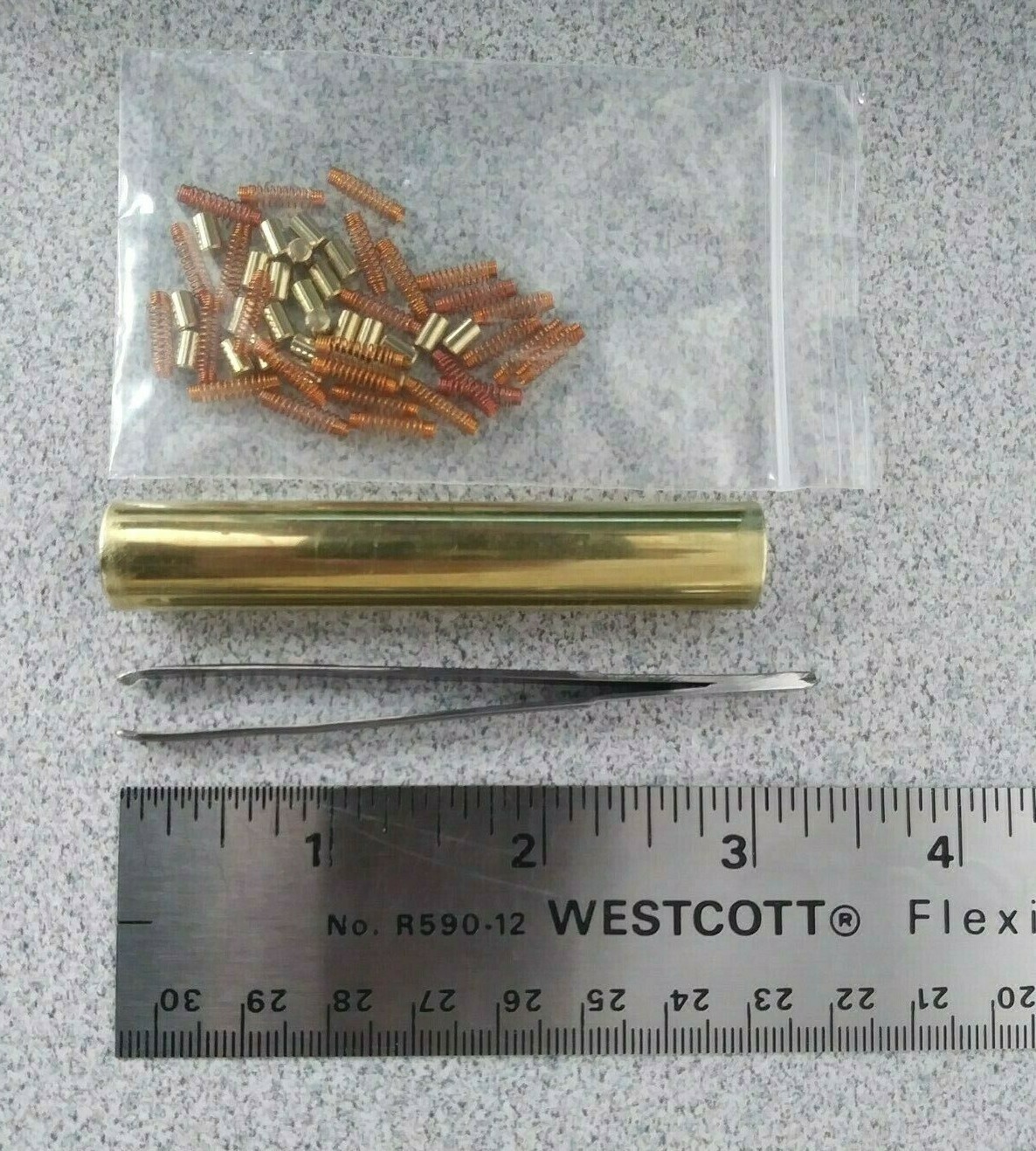 LOCKSMITH PIN TUMBLER TWEEZERS, PLUG FOLLOWER, TOP PINS AND SPRINGS 3 1/4" LONG