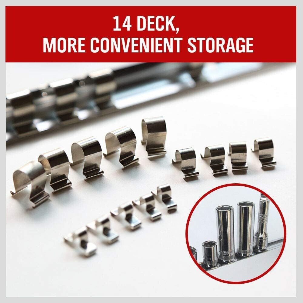 Socket Organizer Set, 3-Piece Metal Socket Holders/Socket Sliding Rail, 1/4