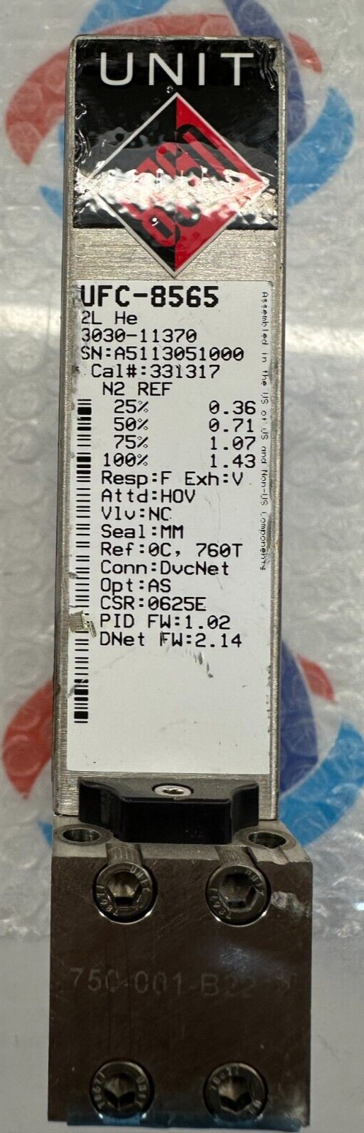 Celerity UFC-8565 Mass Flow Controller 2L He
