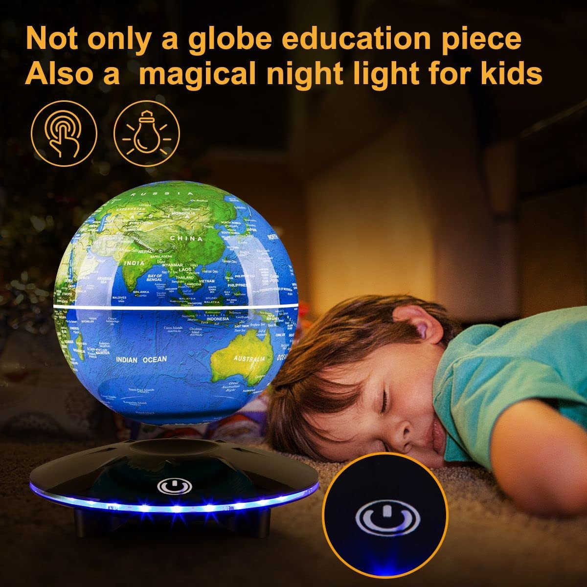 Magnetic Levitating Globe, 6 Inch LED Levitation Floating World Map Globe, Auto