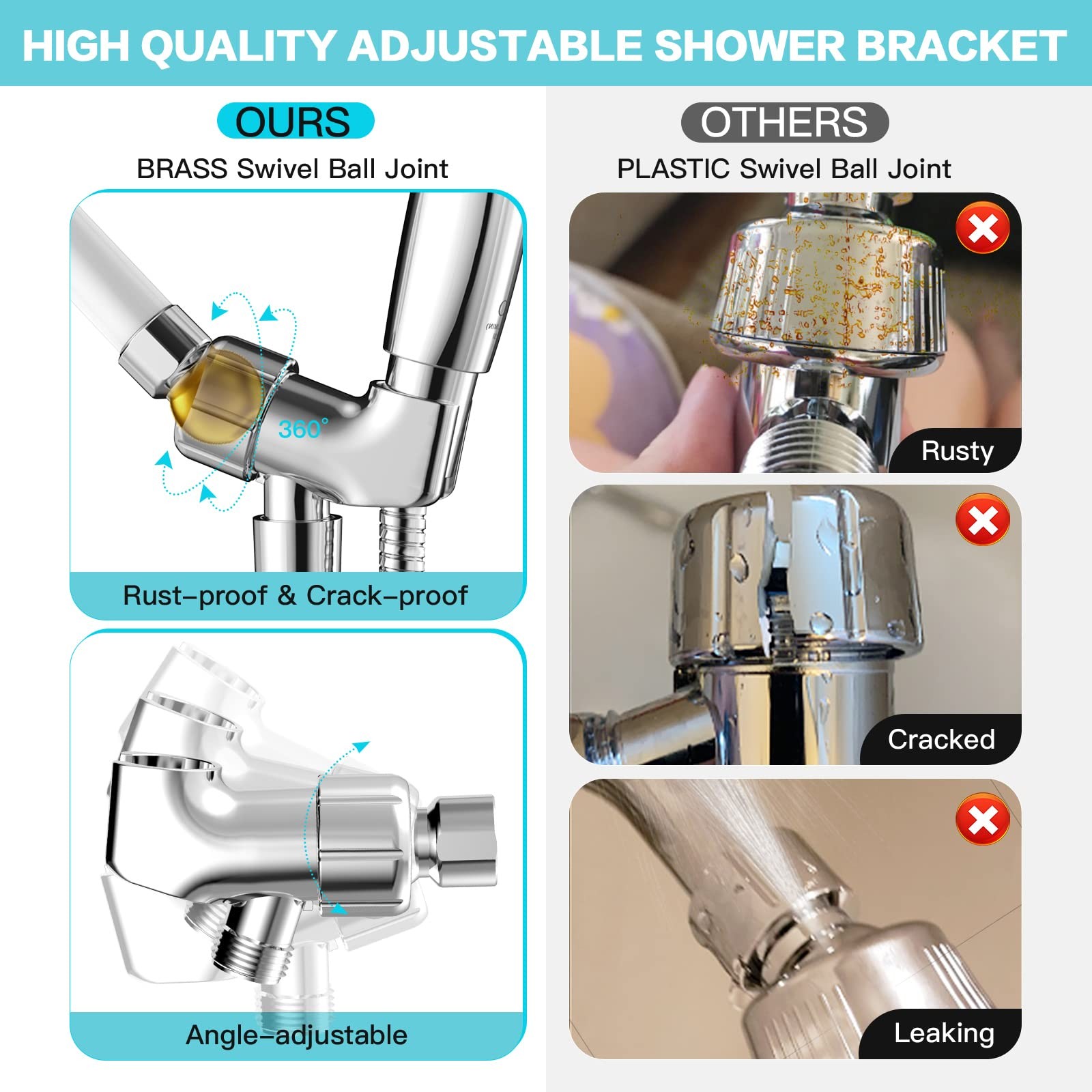 6 Setting Shower Head with Handheld JDO High Pressure Hand held Shower Head 4.7