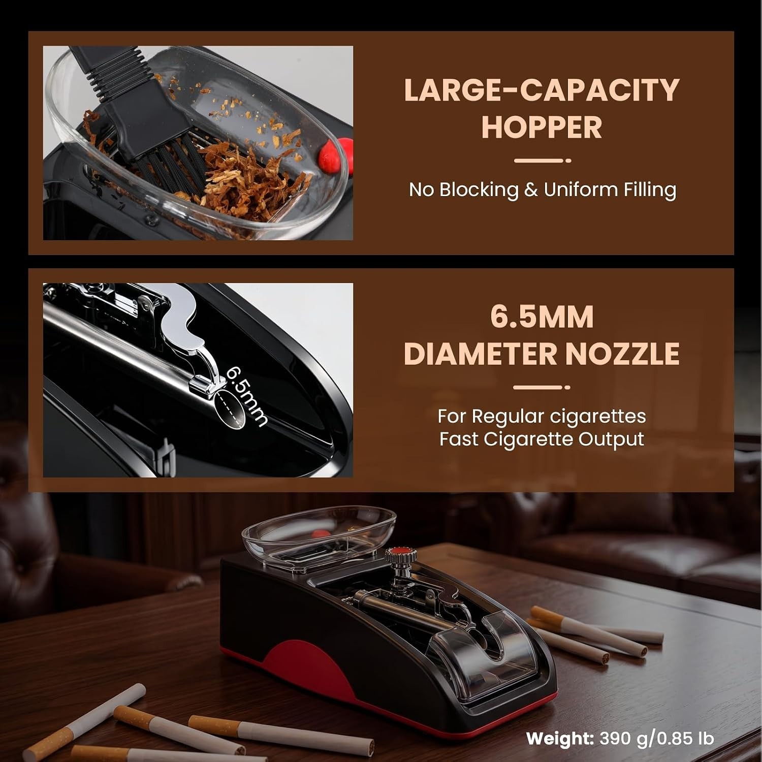 Sleek Electric Cigarette Automatic Roller with Accessory Kit – 0.26" Tube Size