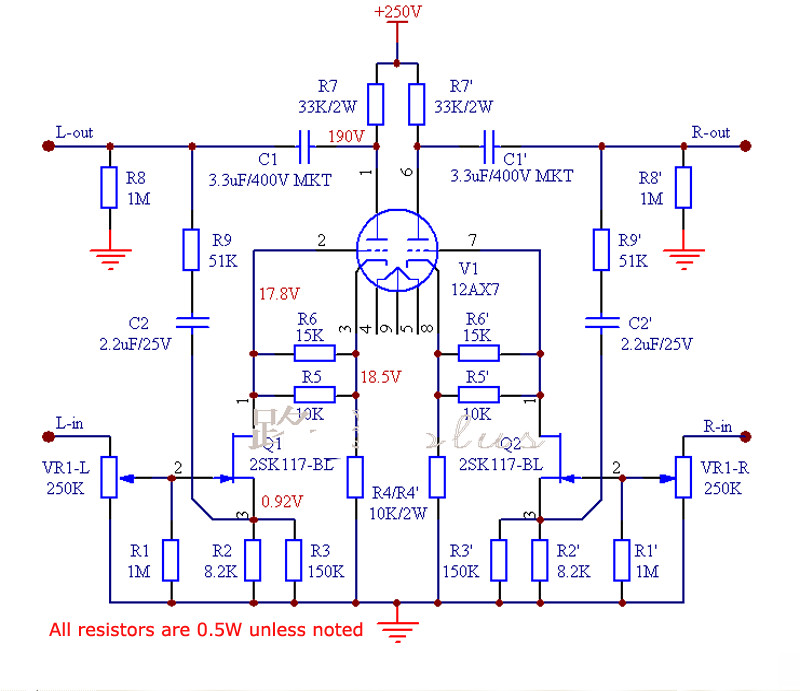 J-FET + Tube Preamp Preamplifier PCB Board Fit for 12AX7 / ECC83 Low Distortion